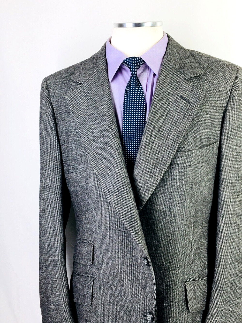 42L* Cricketeer USA 1970s Vintage 2 Button Pure Wool Blazer Jacket Pencil Gray